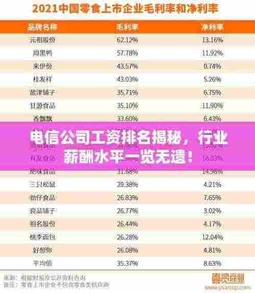 电信公司工资排名揭秘，行业薪酬水平一览无遗！