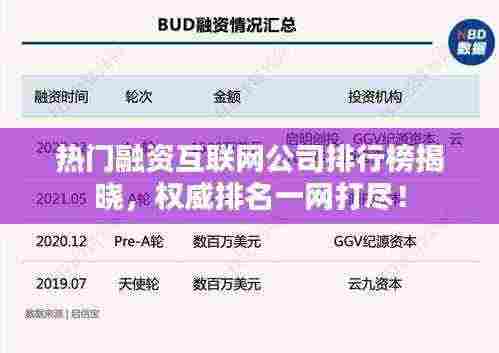 热门融资互联网公司排行榜揭晓,权威排名一网打尽!