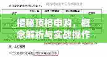揭秘顶格申购，概念解析与实战操作策略