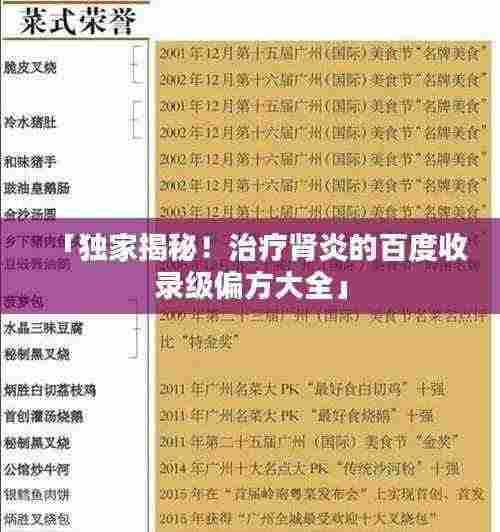 「独家揭秘！治疗肾炎的百度收录级偏方大全」