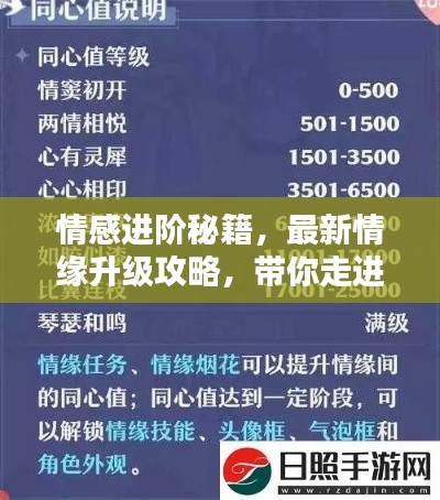情感进阶秘籍，最新情缘升级攻略，带你走进爱的进阶之路