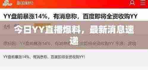 今日YY直播爆料，最新消息速递