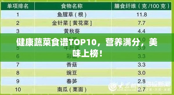 健康蔬菜食谱TOP10,营养满分,美味上榜!