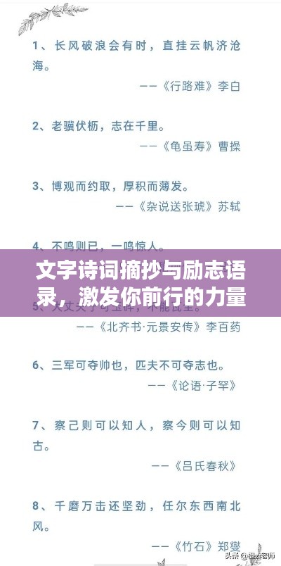 文字诗词摘抄与励志语录,激发你前行的力量