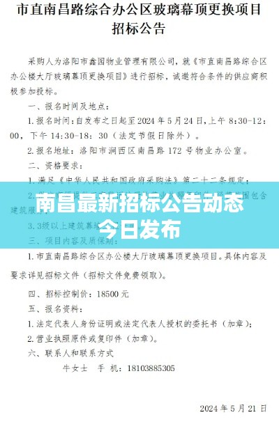 南昌最新招标公告动态今日发布