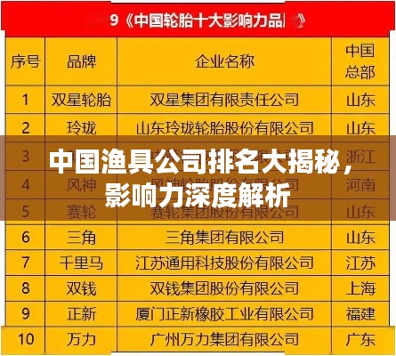 中国渔具公司排名大揭秘,影响力深度解析