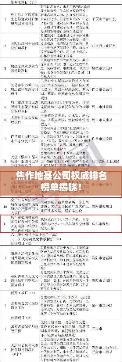 焦作地基公司权威排名榜单揭晓!