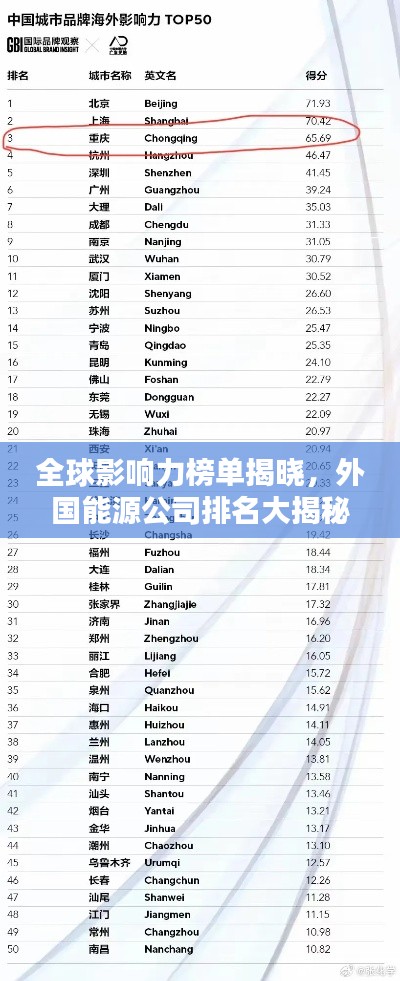 全球影响力榜单揭晓，外国能源公司排名大揭秘！