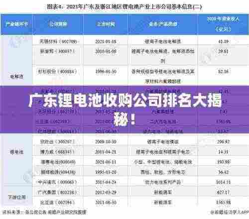 广东锂电池收购公司排名大揭秘！