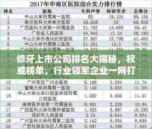 修牙上市公司排名大揭秘,权威榜单,行业领军企业一网打尽!