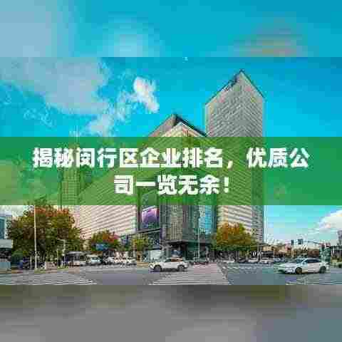 揭秘闵行区企业排名，优质公司一览无余！