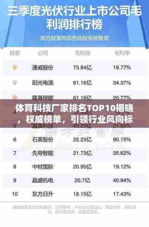 体育科技厂家排名TOP10揭晓,权威榜单,引领行业风向标