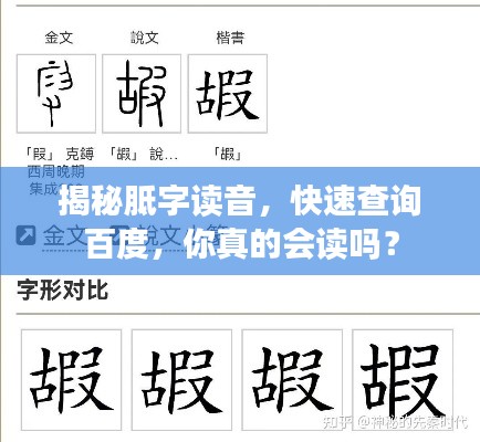 揭秘胝字读音，快速查询百度，你真的会读吗？