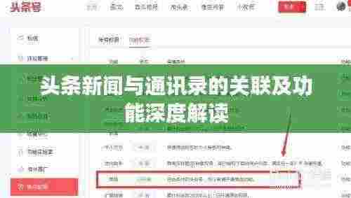 头条新闻与通讯录的关联及功能深度解读
