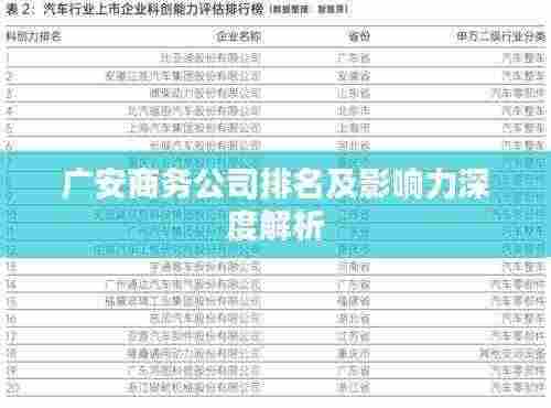 广安商务公司排名及影响力深度解析