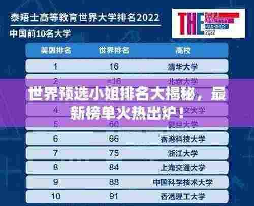 世界预选小姐排名大揭秘,最新榜单火热出炉!