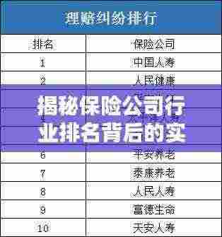 揭秘保险公司行业排名背后的实力与信誉保障