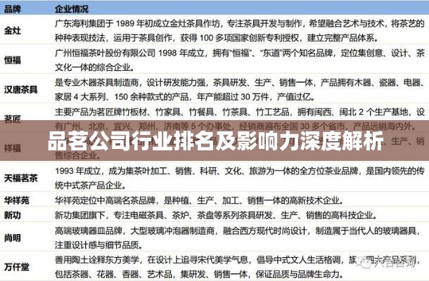 品茗公司行业排名及影响力深度解析