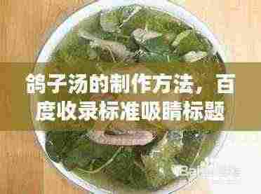 鸽子汤的制作方法，百度收录标准吸睛标题！