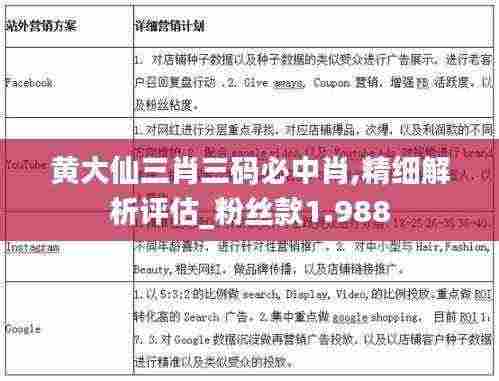 黄大仙三肖三码必中肖,精细解析评估_粉丝款1.988