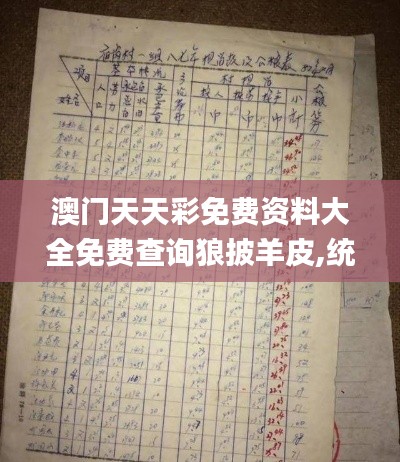 澳门天天彩免费资料大全免费查询狼披羊皮,统计分析解释定义_4DM18.601