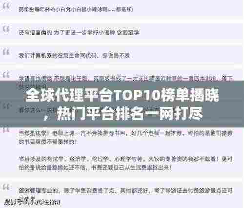 全球代理平台TOP10榜单揭晓，热门平台排名一网打尽